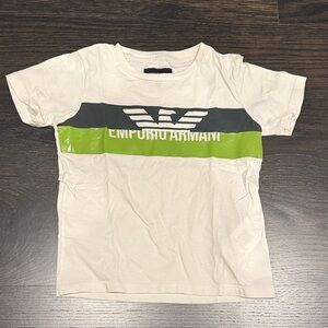Emporio Armani Cream and Green Logo Tee boys 5